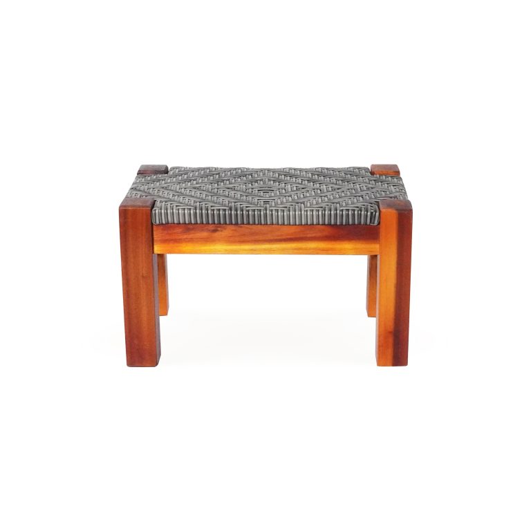 Dale-Poly-rattan-wood-Stool-Grey-Front-View